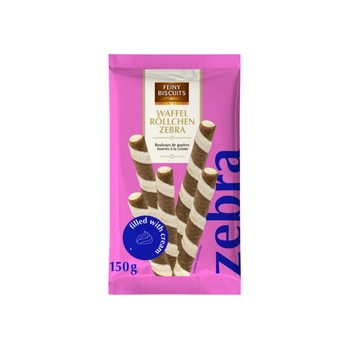 Feiny Biscuits Rurki Waflowe z Nadzieniem Zebra 150 g