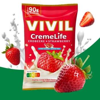 Vivil Creme Life Erdbeere Cukierki Truskawkowe bez Cukru 90 g