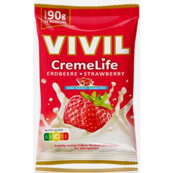 Vivil Creme Life Erdbeere Cukierki Truskawkowe bez Cukru 90 g