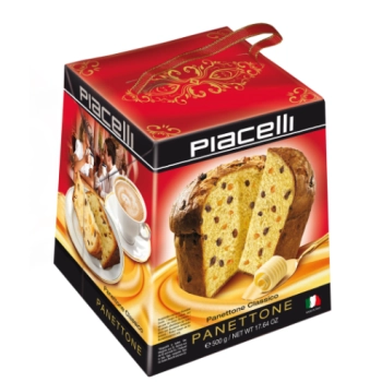 Piacelli Panettone Classico Tradycyjne Włoskie Ciasto Drożdżowe 500 g