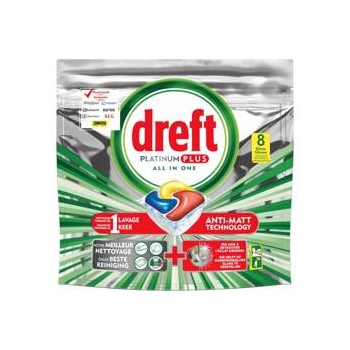 Dreft Platinum Plus Lemon All in One Kapsułki do Zmywarki 8 szt.