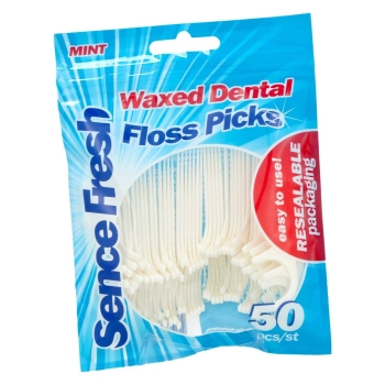 Sence Fresh Woskowana Nić Dentystyczna w Widelcach 50 szt.