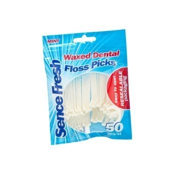 Sence Fresh Woskowana Nić Dentystyczna w Widelcach 50 szt.