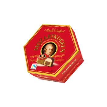 MaitreTruffout Mozartkugeln Luksusowe Pralinki z Marcepanem i Orzechami Laskowymi w Delikatnej Mlecznej Czekoladzie 300 g
