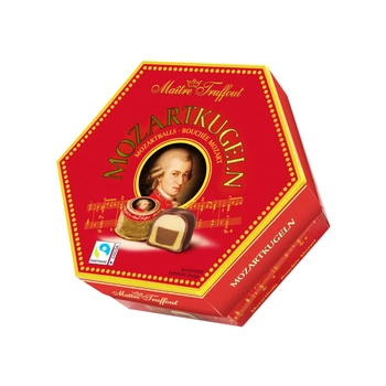 MaitreTruffout Mozartkugeln Luksusowe Pralinki z Marcepanem i Orzechami Laskowymi w Delikatnej Mlecznej Czekoladzie 300 g
