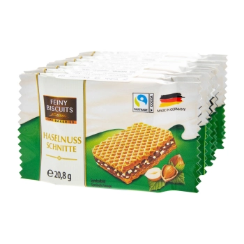 Feiny Biscuits Wafelki z Kremem Kakaowym i Orzechami Laskowymi 8x20,8 g