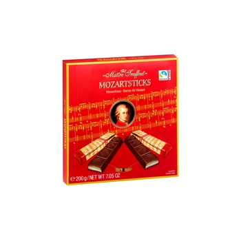 MaitreTruffout Mozartsticks Luksusowe Czekoladowe Batony z Marcepanem i Nugatem 200 g