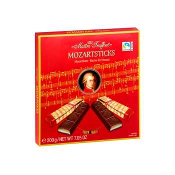MaitreTruffout Mozartsticks Luksusowe Czekoladowe Batony z Marcepanem i Nugatem 200 g