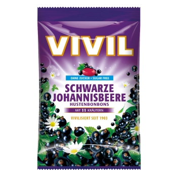 Vivil Schwarze Johannisbeere Cukierki bez Cukru 110 g