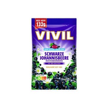 Vivil Schwarze Johannisbeere Cukierki bez Cukru 132 g