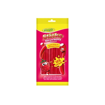 Woogie Strawberry Sticks Żelki Truskawkowe Nadziewane 80 g