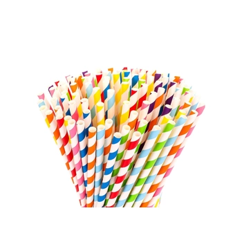 Słomki Papierowe Proste Stripes Mix Grube Shake 200 mm, fi8, 150 sztuk