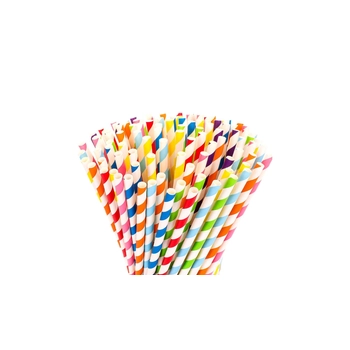 Słomki Papierowe Proste Stripes Mix Grube Shake 200 mm, fi8, 150 sztuk