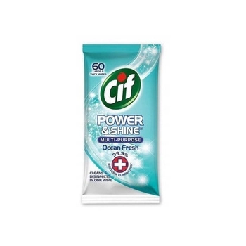 Cif Power & Shine Ocean Fresh Chusteczki Nawilżone 60 szt.