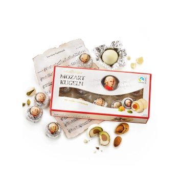 MaitreTruffout Mozartkugeln White Pralinki z Nadzieniem Marcepanowo-Orzechowym w Białej Czekoladzie 200 g