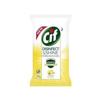 Cif Disinfect & Shine Lemon Chusteczki Czyszczące do Dezynfekcji 75 szt.