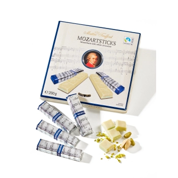 Maitre Truffout Mozartsticks White Batoniki z Nadzieniem Marcepanowo-Orzechowym w Białej Czekoladzie 200 g
