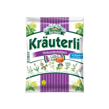 Bermont Kräuterli Holunderblüten Cukierki bez Cukru 125 g