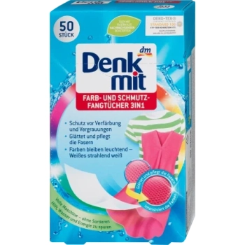 Denkmit 3in1 Chusteczki Wyłapujące Kolor i Brud 50 szt.