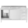  Zlew basen gastronomiczny dwukomorowy z szafką z drzwiami przesuwnymi szufladami stalowy 160 x 60 x 95 cm - zdj. dodatkowe 5