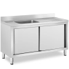  Zlew basen gastronomiczny jednokomorowy z szafką z drzwiami przesuwnymi lewy 140 x 60 x 94.5 cm - zdj. dodatkowe 1