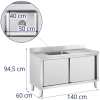  Zlew basen gastronomiczny jednokomorowy z szafką z drzwiami przesuwnymi lewy 140 x 60 x 94.5 cm - zdj. dodatkowe 7