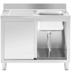  Zlew basen gastronomiczny jednokomorowy z szafką z drzwiami przesuwnymi prawy 100 x 60 x 94 cm - zdj. dodatkowe 7