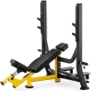  Ławka ławeczka treningowa skośna pod sztangę do wyciskania głową w górę czarno-żółta - zdj. dodatkowe 1