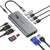  Adapter HUB wielofunkcyjny z wyświetlaczem USB-C USB-A VGA AUX SD TF 12w1 szary - zdj. dodatkowe 1