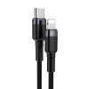  Wytrzymały nylonowy kabel przewód USB-C PD Iphone Lightning 18W QC3.0 1m czarny-szary - zdj. dodatkowe 2