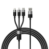 Kabel przewód do telefonu StarSpeed 3w1 USB - micro USB / iPhone Lightning / USB-C 1.2m - czarny