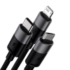  Kabel przewód do telefonu StarSpeed 3w1 USB - micro USB / iPhone Lightning / USB-C 1.2m - czarny - zdj. dodatkowe 1