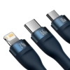  3w1 Kabel przewód do szybkiego ładowania USB-A do USB-C microUSB Lightning 66W 480Mb/s 1.2m niebieski - zdj. dodatkowe 3