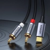  Kabel przewód audio dźwiękowy USB-C męski - 2RCA męski 1.5m szary - zdj. dodatkowe 3