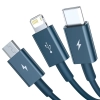  3w1 kabel przewód uniwersalny USB - Lightning / USB-C / micro USB 3.5A 1.5m niebieski - zdj. dodatkowe 1