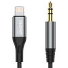  Kabel audio AUX w oplocie bawełnianym iPhone Lightning - mini jack 3.5mm 1m szary - zdj. dodatkowe 1
