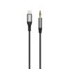  Kabel audio AUX w oplocie bawełnianym iPhone Lightning - mini jack 3.5mm 1m szary - zdj. dodatkowe 2