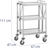  Wózek składany kelnerski cateringowy stal nierdzewna 3 półki do 90kg - zdj. dodatkowe 6