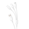 3w1 Kabel przewód USB-A do USB-C micro USB iPhone Lightning 480Mb/s 1.2m biały