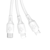  3w1 Kabel przewód USB-A do USB-C micro USB iPhone Lightning 480Mb/s 1.2m biały - zdj. dodatkowe 1