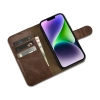  2w1 etui skórzany pokrowiec z klapką iPhone 14 Anti-RFID Oil Wax Wallet Case ciemno-brązowy - zdj. dodatkowe 7
