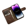  2w1 etui skórzany pokrowiec z klapką iPhone 14 Pro Anti-RFID Oil Wax Wallet Case ciemno-brązowy - zdj. dodatkowe 5