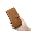  2w1 etui skórzany pokrowiec z klapką iPhone 14 Plus Anti-RFID Oil Wax Wallet Case jasno-brązowy - zdj. dodatkowe 9