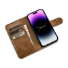  2w1 etui skórzany pokrowiec z klapką iPhone 14 Pro Max Anti-RFID Oil Wax Wallet Case jasno-brązowy - zdj. dodatkowe 8