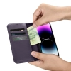  2w1 etui skórzany pokrowiec z klapką iPhone 14 Pro Anti-RFID Wallet Case ciemnofioletowy - zdj. dodatkowe 10