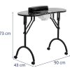  Biurko stolik do manicure kosmetyczny z pochłaniaczem pyłu składany na kółkach 90 x 43 x 73 cm czarny - zdj. dodatkowe 6
