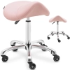 Taboret stołek hoker kosmetyczny siodłowy na kółkach do 150 kg YORK - pudrowy róż