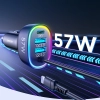  4w1 Szybka ładowarka samochodowa USB-C PD 2x USB QC3 z kablem Lightning 1.6m 57W czarny - zdj. dodatkowe 3