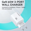  Ładowarka sieciowa GaN 65W 100-240V USB-A 2x USB-C biała - zdj. dodatkowe 4
