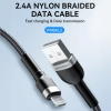  Kabel przewód do iPhone w oplocie USB-A - Lightning 2.4A 2m czarny - zdj. dodatkowe 5